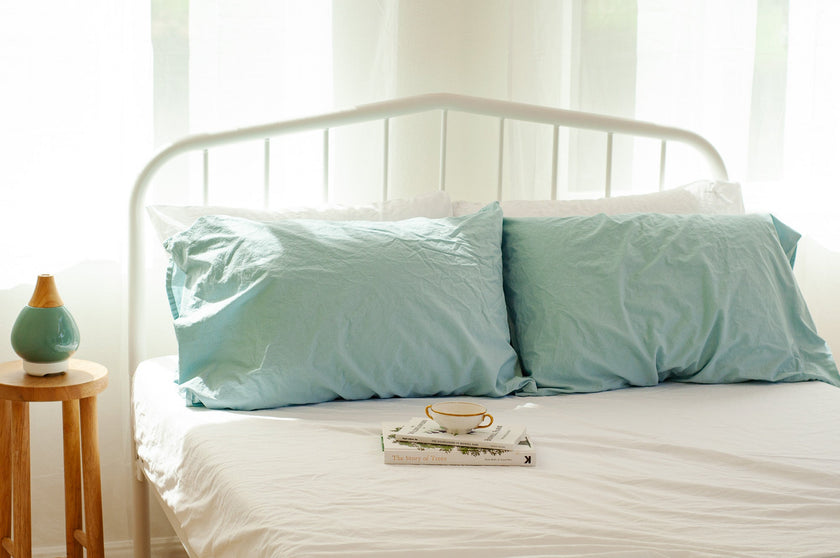 Mint Kids Crinkle Percale Organic Cotton Sheet Set